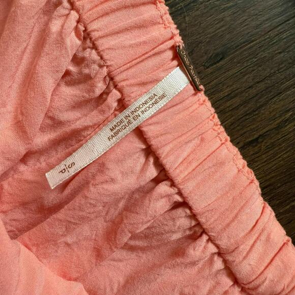 Free People Peach Linen Cotton Off Shoulder Mini Dress Size Small - Picture 7 of 8